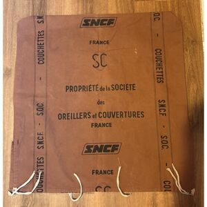 Vintage FRANCE Railway SNCF Bag Heavy Canvas Brown w/ Black Lettering 30" x 31"